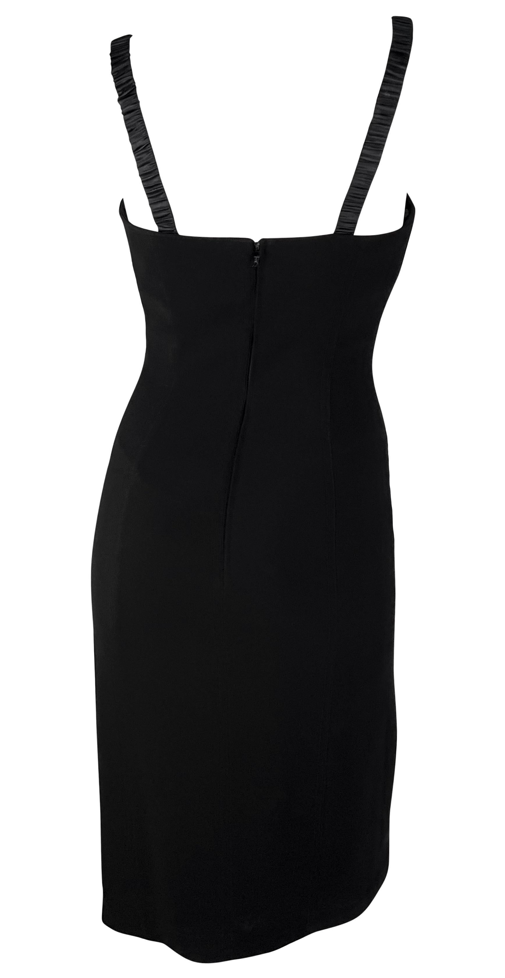 F/W 1998 Thierry Mugler 'Lingerie Revisited' Satin Garter Strap Black Dress For Sale 3