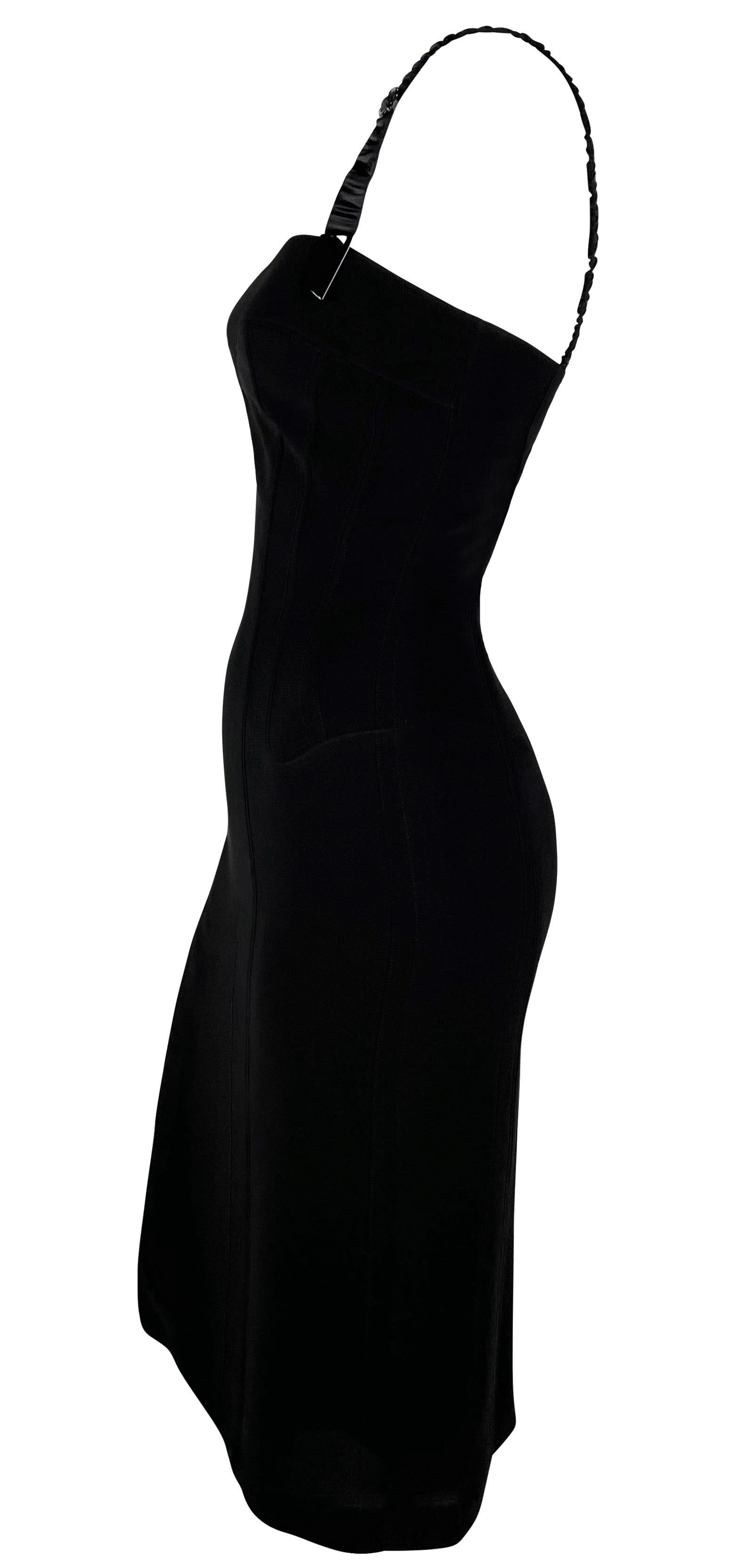 F/W 1998 Thierry Mugler 'Lingerie Revisited' Satin Garter Strap Black Dress For Sale 4