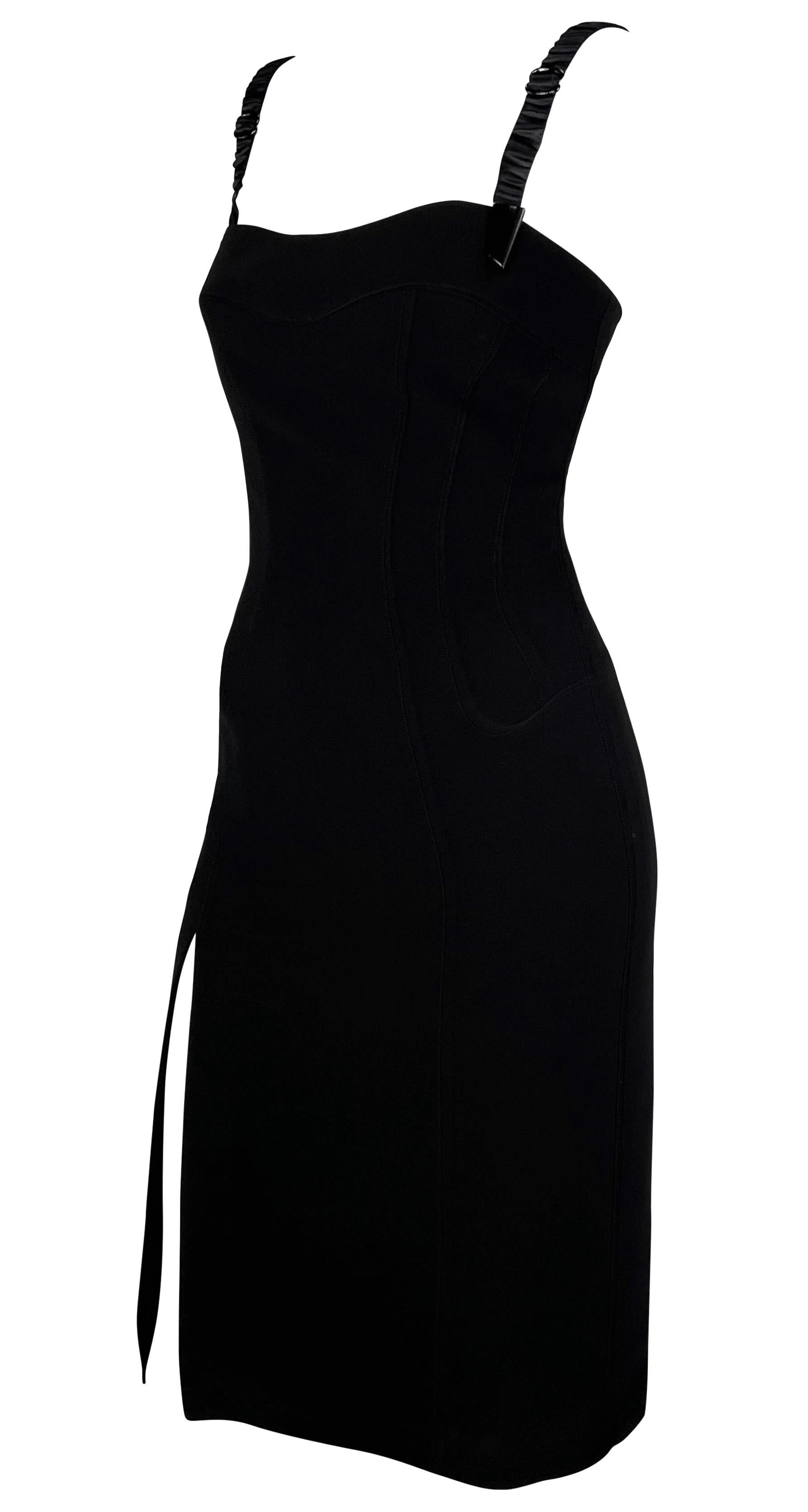 F/W 1998 Thierry Mugler 'Lingerie Revisited' Satin Garter Strap Black Dress For Sale 5