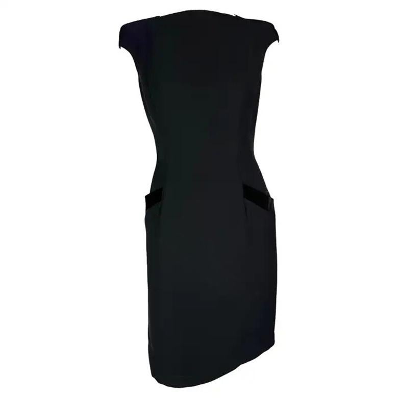 F/W 1998 Thierry Mugler Pasarela Mini Vestido de Terciopelo Negro con Cuello Bateau
