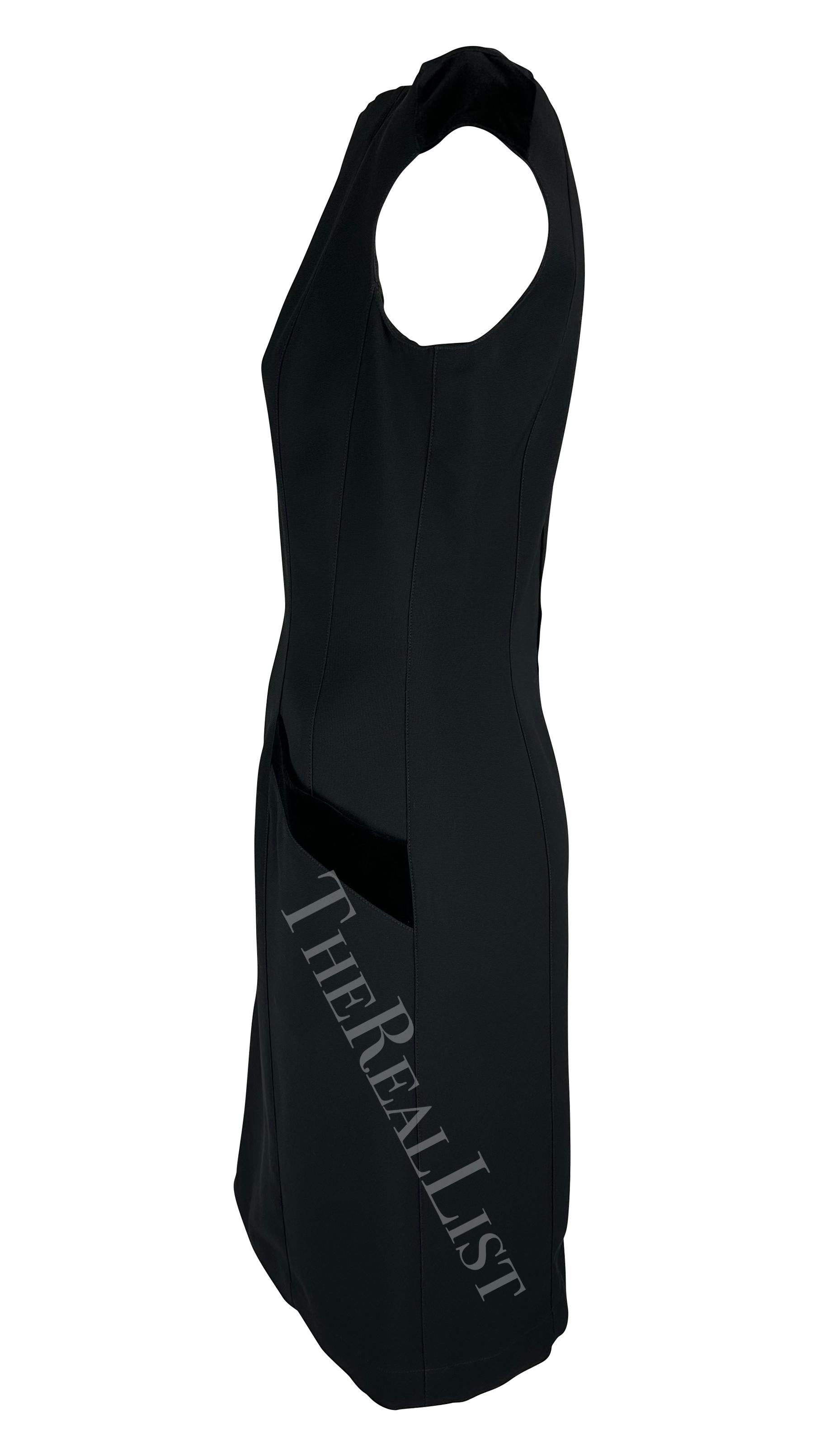 F/W 1998 Thierry Mugler Runway Black Velvet Bateau Neckline Mini Dress  For Sale 1