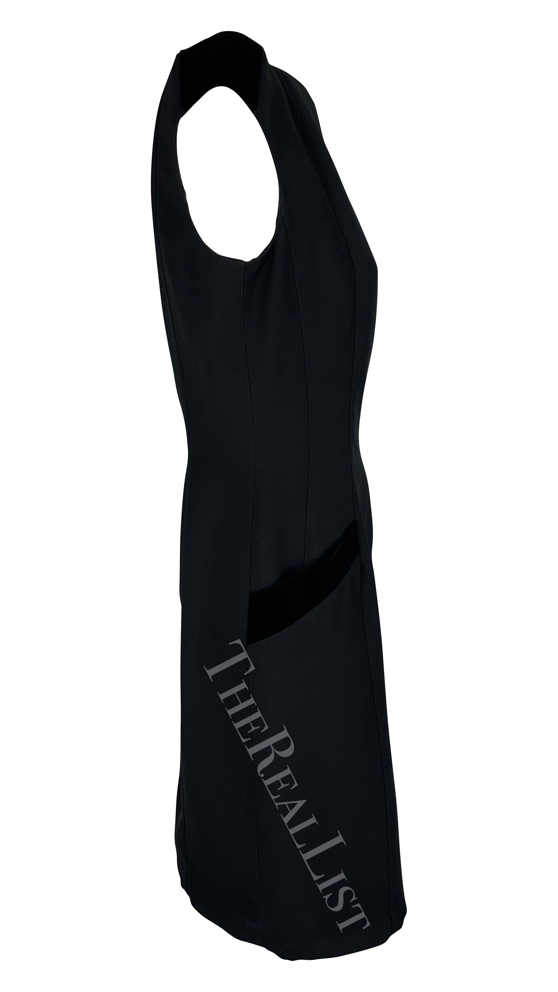 F/W 1998 Thierry Mugler Runway Black Velvet Bateau Neckline Mini Dress  For Sale 3