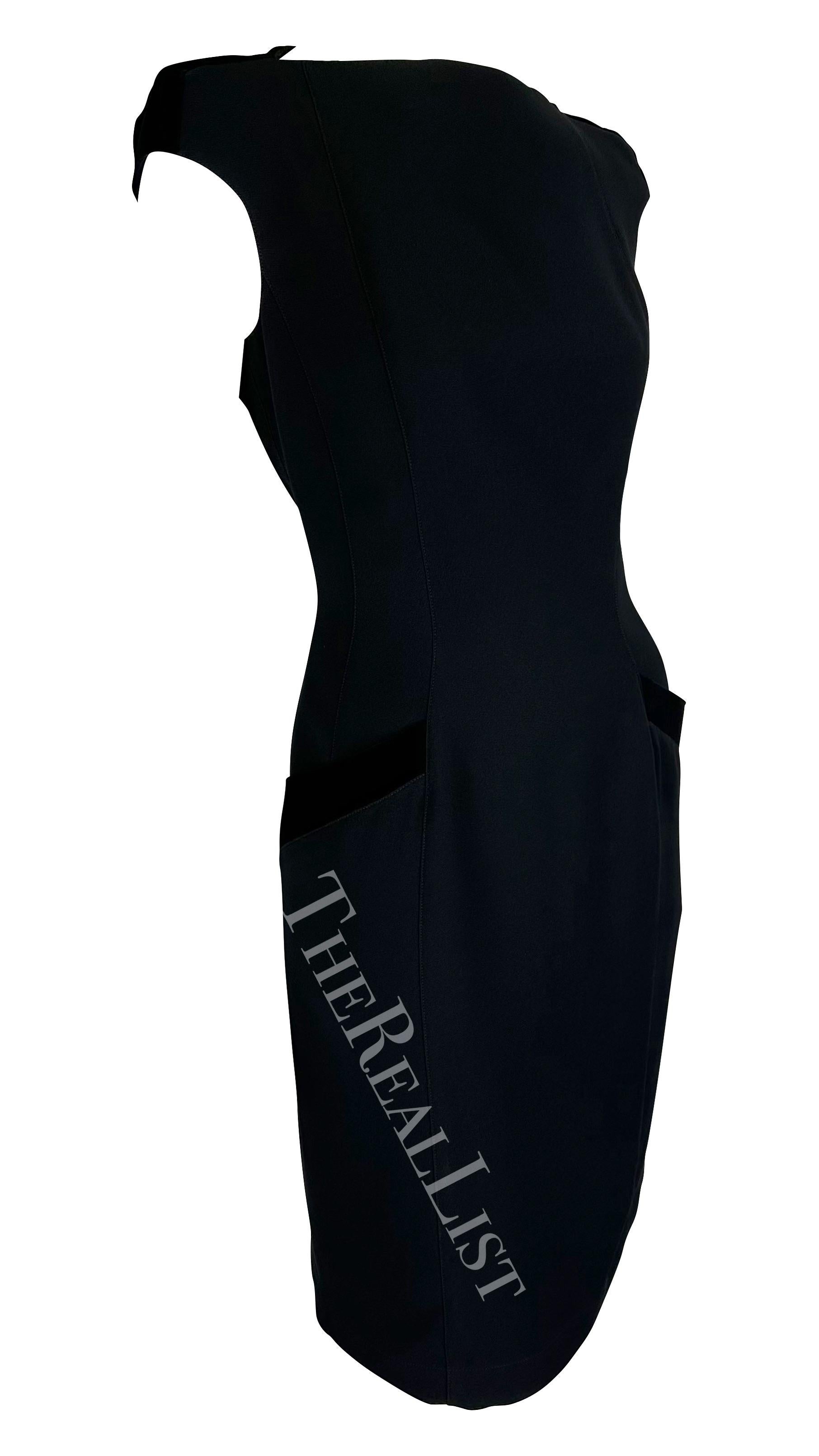 F/W 1998 Thierry Mugler Runway Black Velvet Bateau Neckline Mini Dress  For Sale 4
