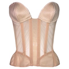 F/W 1998 Thierry Mugler Sheer Nude Pin-Up Wasp Waist Corset Bustier Top