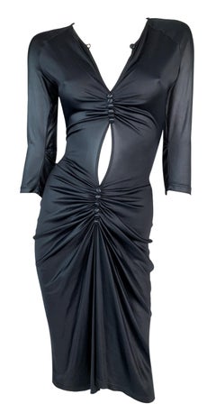 F/W 1998 Vivienne Westwood Runway Shiny Black Keyhole Cut-Out Bodycon Dress