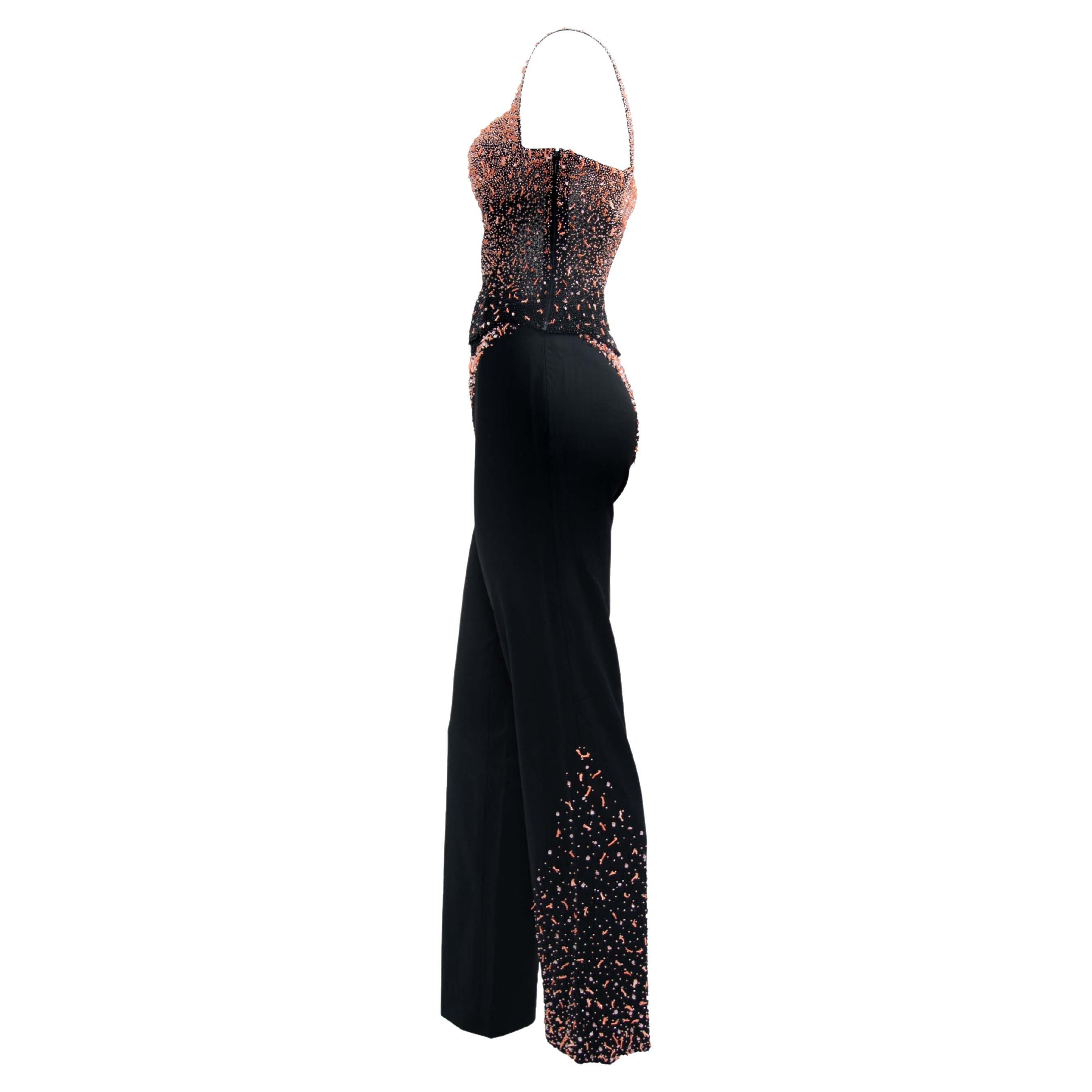 F/W 1999 Atelier Versace Coral Beaded Sheer Corset Two-Piece Pants Set Donatella im Angebot 6