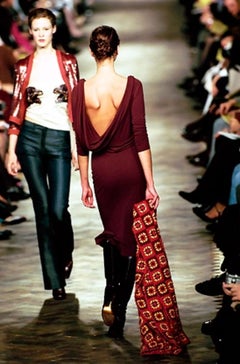 F/W 1999 Chloé by Stella McCartney Runway Maroon Bodycon Backless Cowl Dress