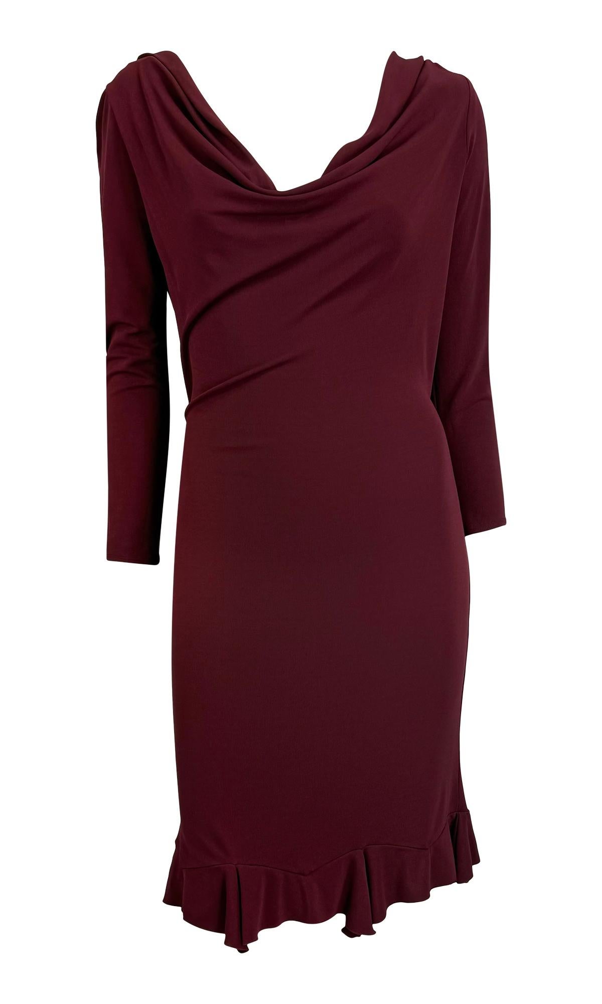 F/W 1999 Chloé by Stella McCartney Runway Maroon Bodycon Backless Cowl Dress For Sale 1