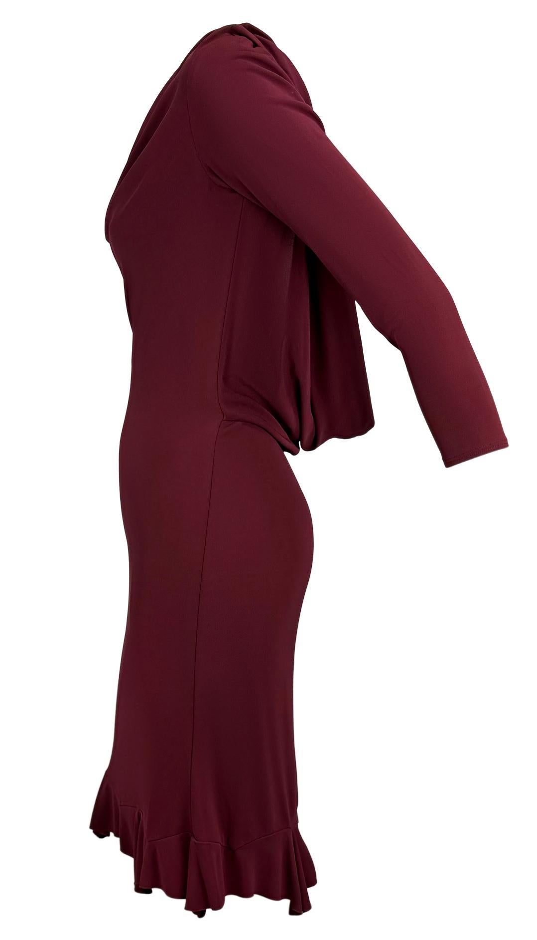 F/W 1999 Chloé by Stella McCartney Runway Maroon Bodycon Backless Cowl Dress en vente 3