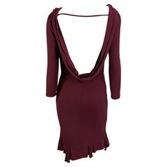 F/W 1999 Chloé by Stella McCartney Runway Maroon Bodycon Backless Cowl Dress