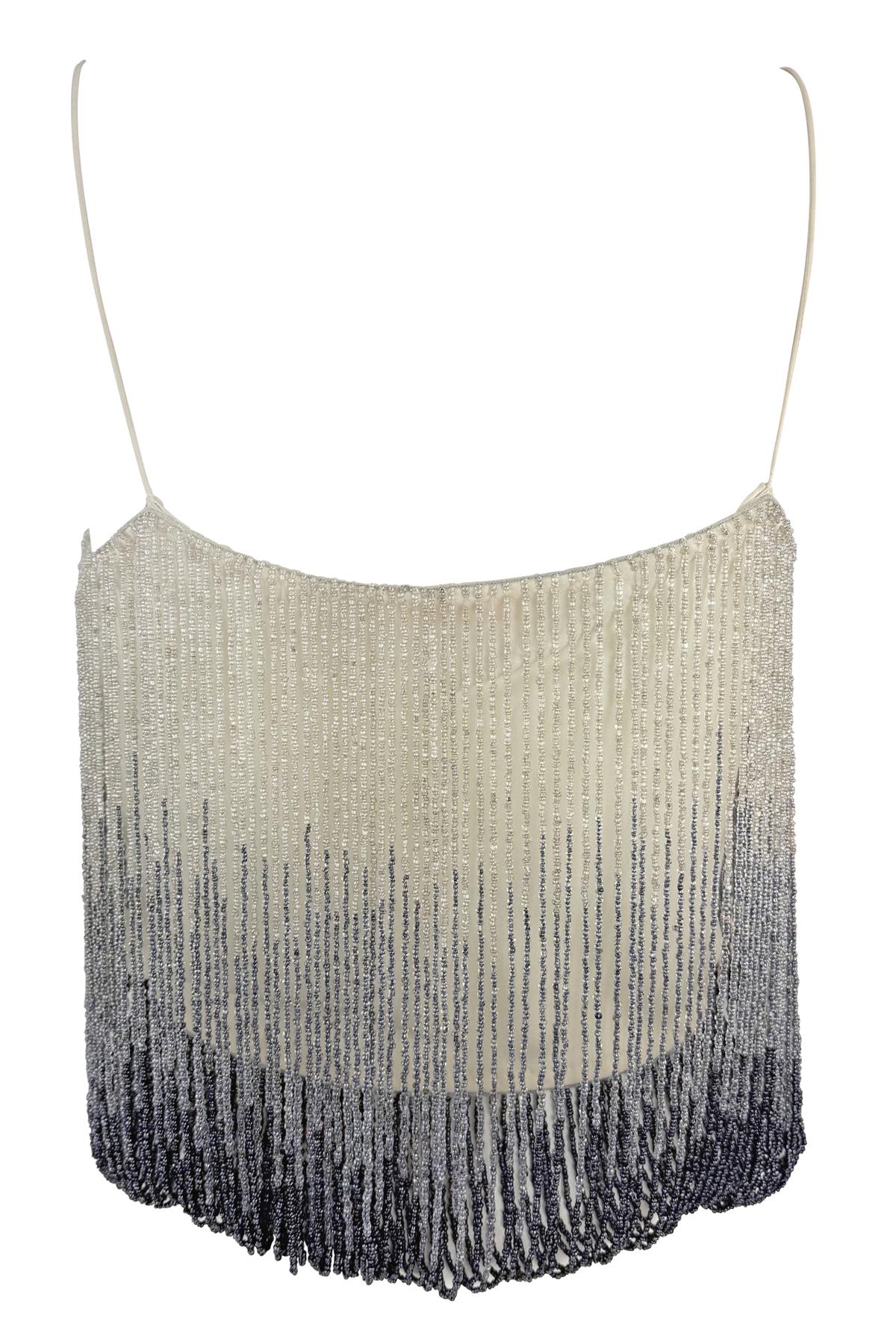 F/W 1999 Chloé by Stella McCartney Runway Ombré Beaded White Cami Tank Top 5