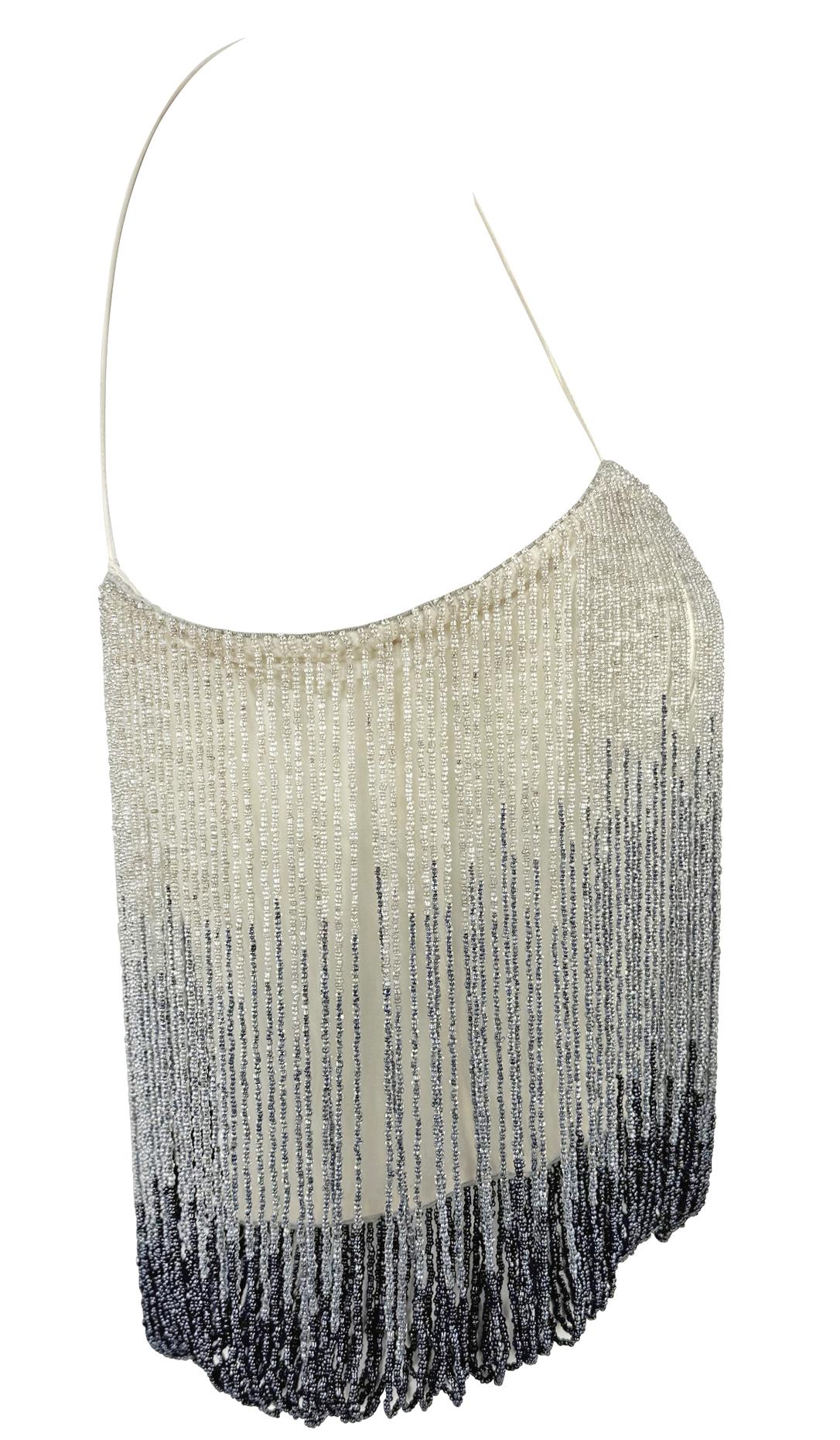 F/W 1999 Chloé by Stella McCartney Runway Ombré Beaded White Cami Tank Top 6