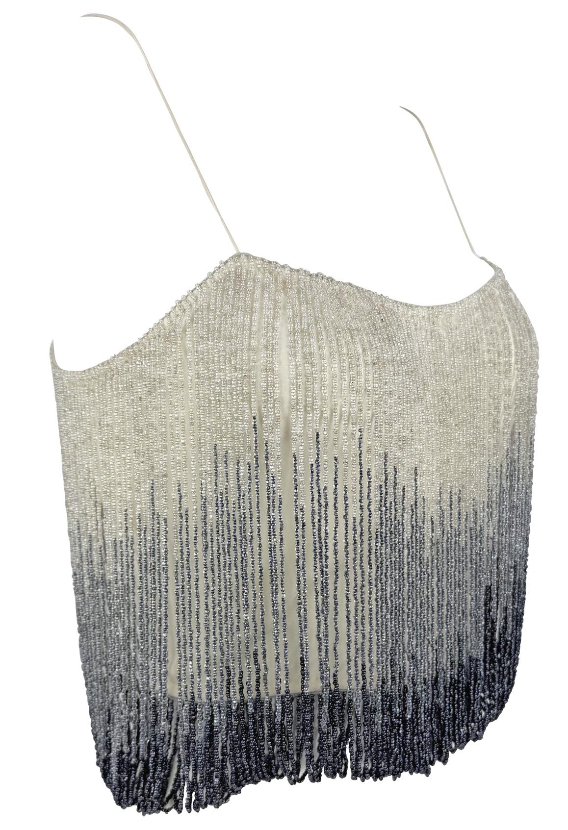 F/W 1999 Chloé by Stella McCartney Runway Ombré Beaded White Cami Tank Top 7
