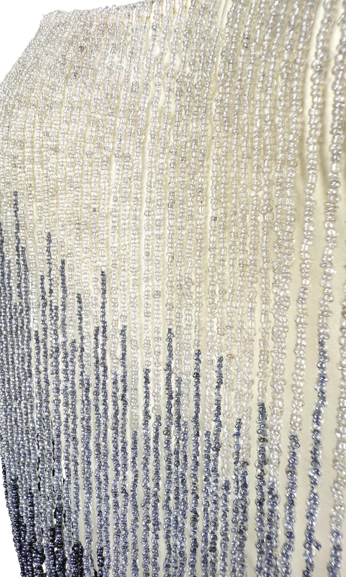 F/W 1999 Chloé by Stella McCartney Runway Ombré Beaded White Cami Tank Top In Good Condition In West Hollywood, CA