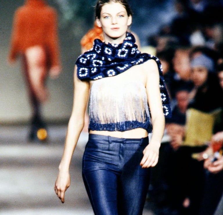 F/W 1999 Chloé by Stella McCartney Runway Ombré Beaded White Cami