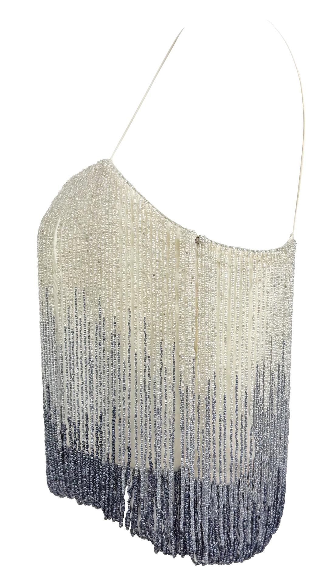F/W 1999 Chloé by Stella McCartney Runway Ombré Beaded White Cami Tank Top 4