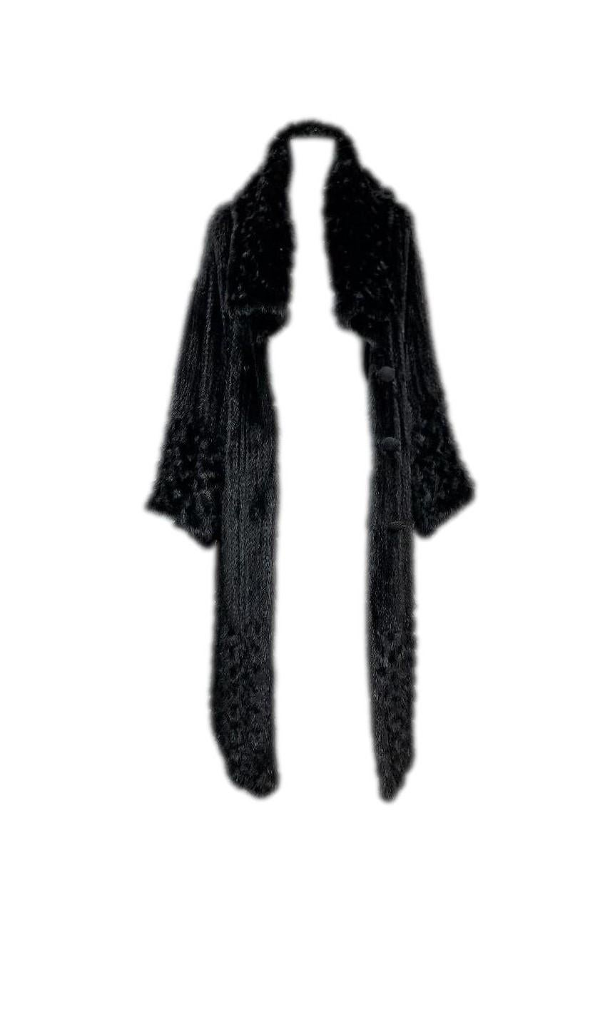 Women's F/W 1999 Christian Dior by John Galliano Black Knit Mink Coat Jacket For Sale