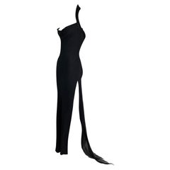 F/W 1999 Christian Dior John Galliano Black High Slit Corset Maxi Dress