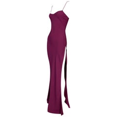 F/W 1999 Christian Dior John Galliano Magenta High Slit Gown Dress