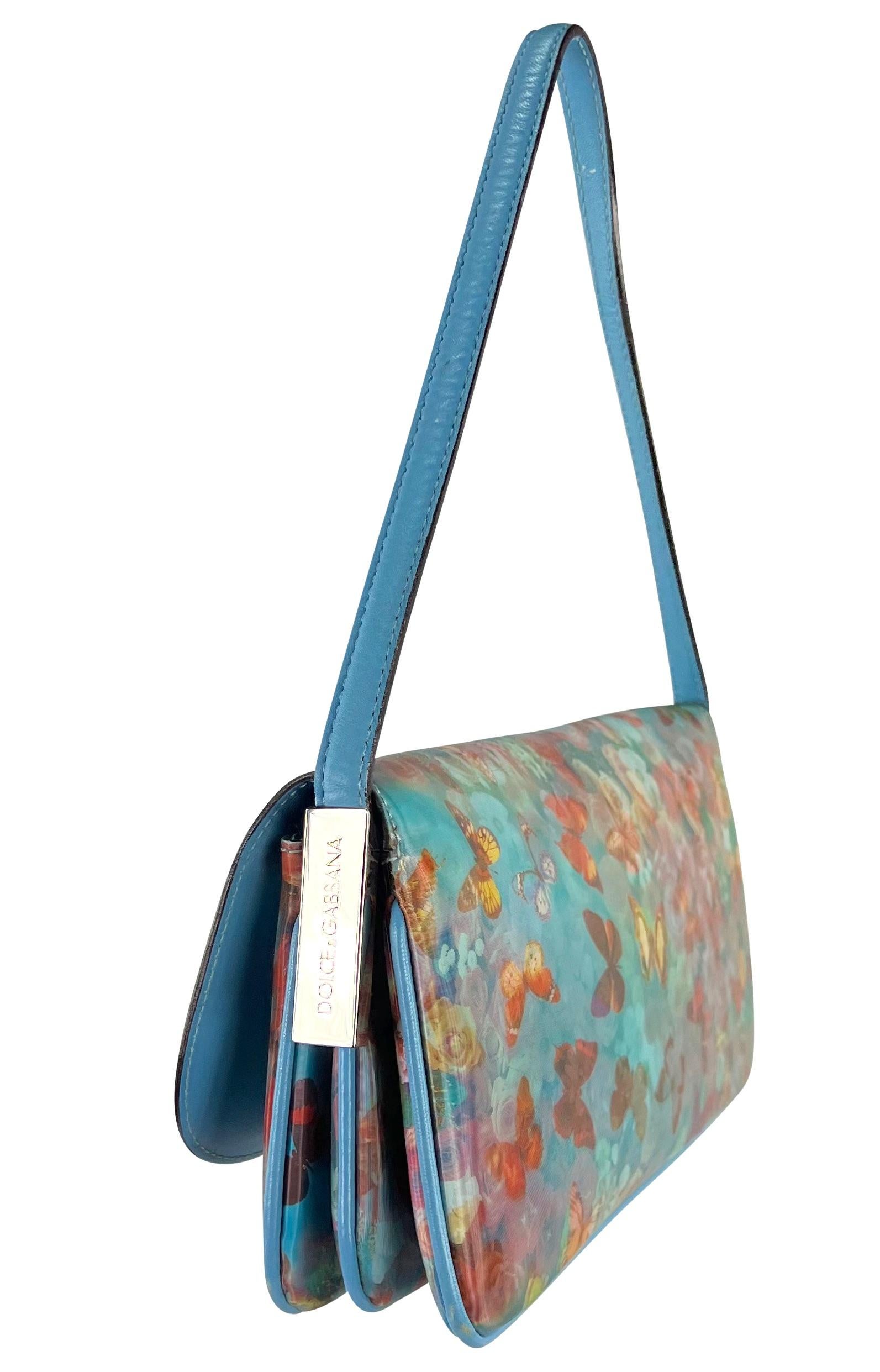 Petit sac à bandoulière à rabat à fleurs bleu clair Holographic Dolce & Gabbana, A/H 1999 en vente 1