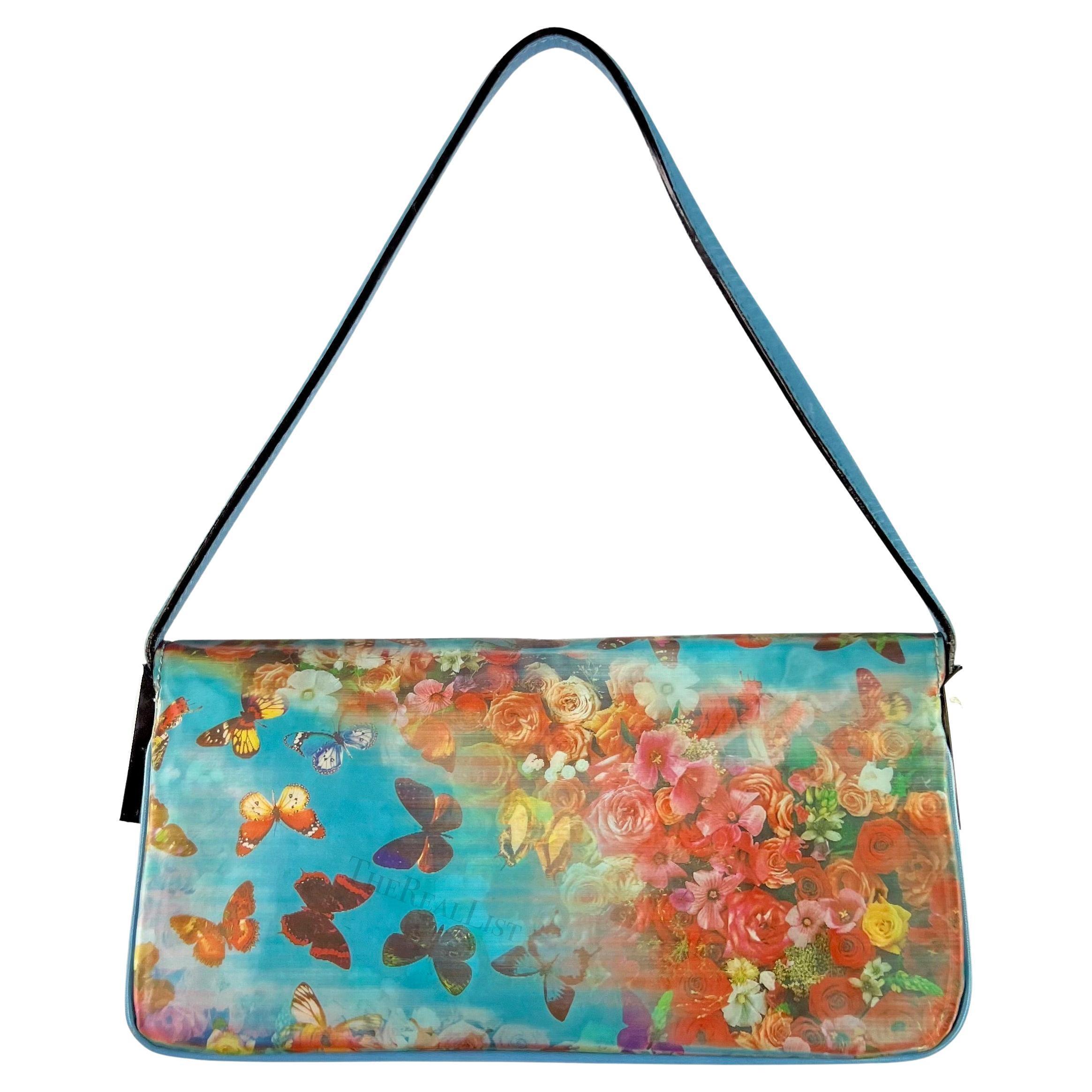 Petit sac à bandoulière à rabat à fleurs bleu clair Holographic Dolce & Gabbana, A/H 1999 en vente 3