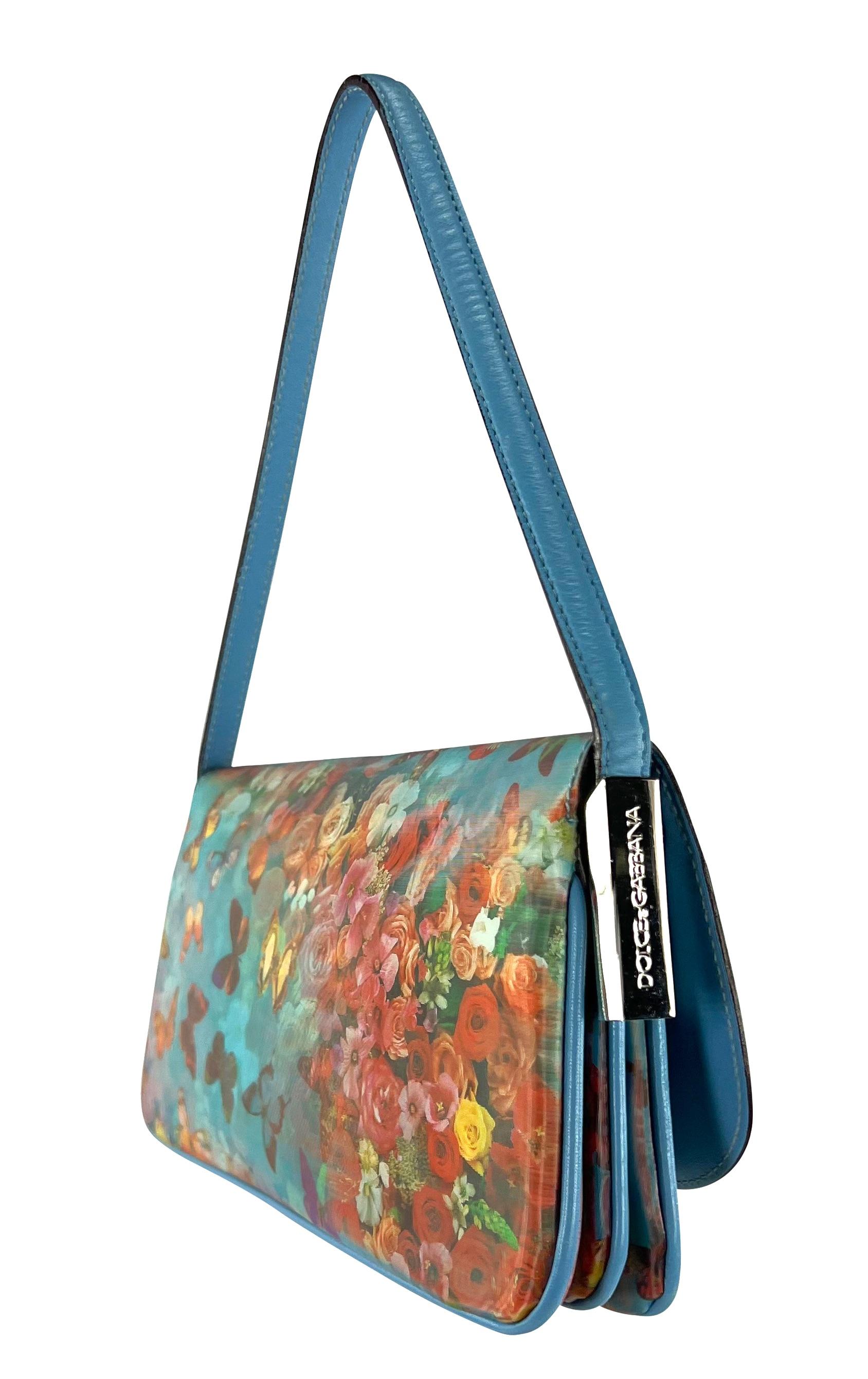 Petit sac à bandoulière à rabat à fleurs bleu clair Holographic Dolce & Gabbana, A/H 1999 en vente 5