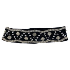 F/W 1999 Dolce & Gabbana 'Kitsch' Beaded Rhinestone Black Silk Waist Belt