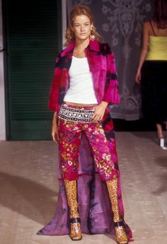 F/W 1999 Dolce & Gabbana 'Kitsch' Runway Pink Purple Tie-Dye Lapin Fur Coat