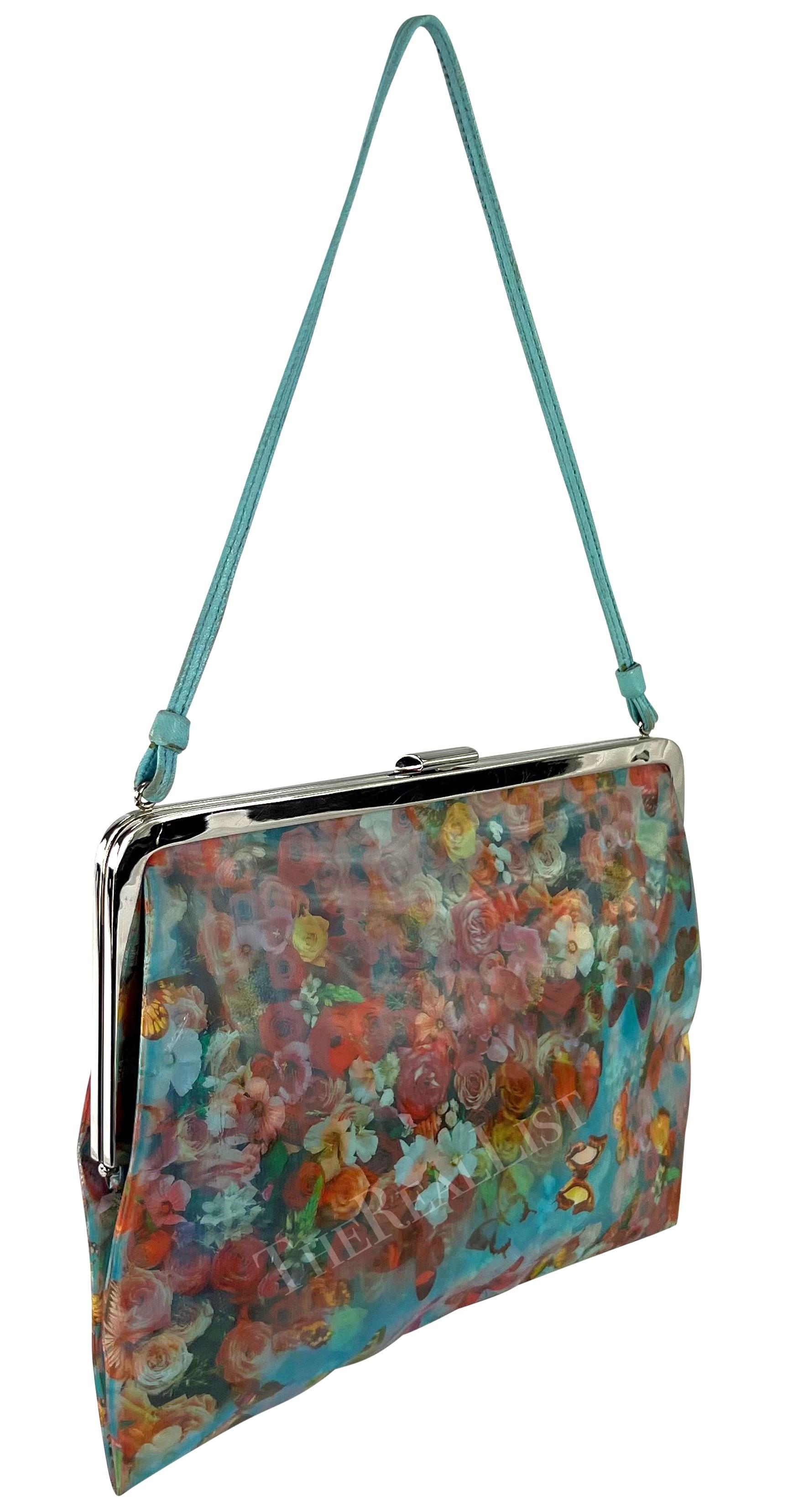 F/W 1999 Dolce & Gabbana Light Blue Butterfly Holographic Shoulder Bag For Sale 6
