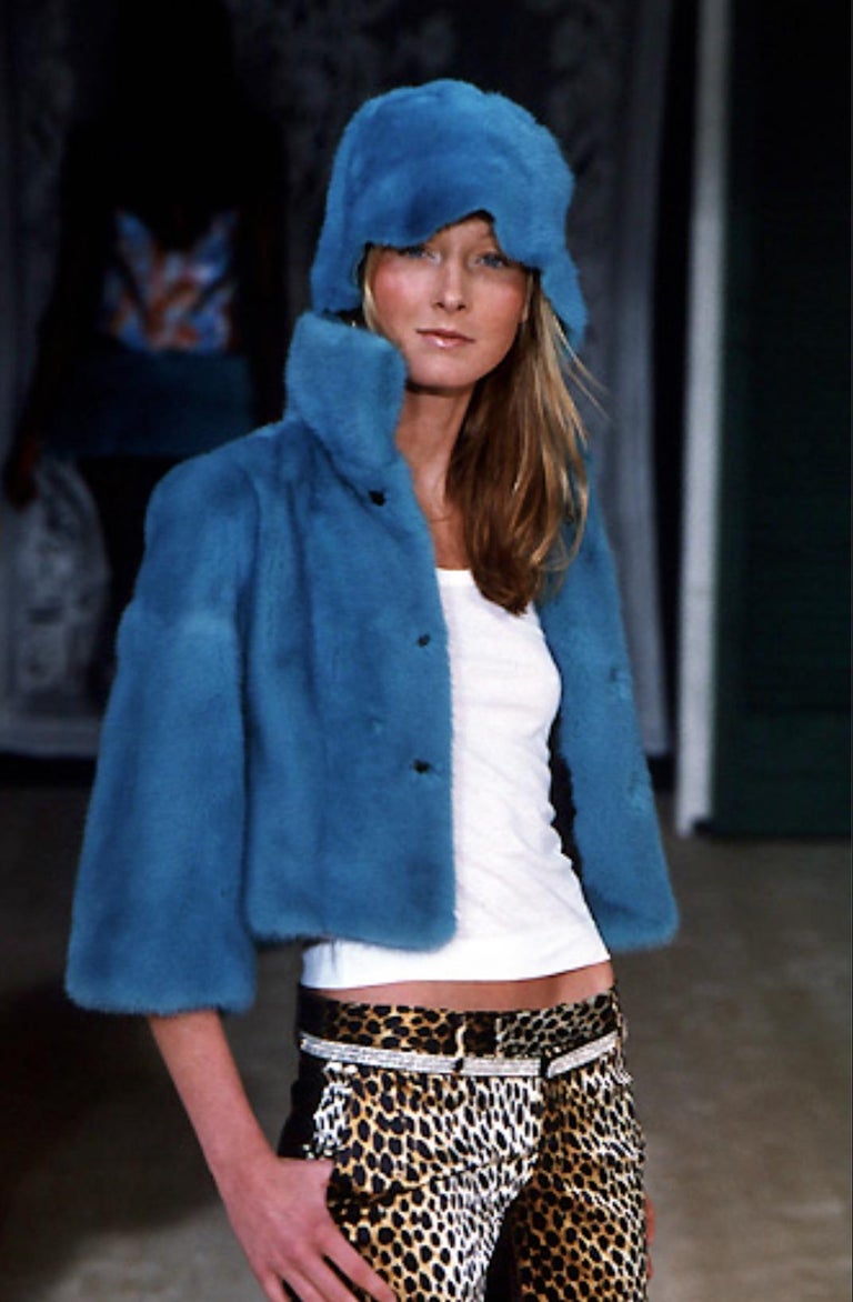 F/W 1999 Dolce and Gabbana Runway Baby Blue Mink Fur Cropped Short