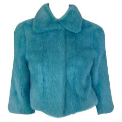F/W 1999 Dolce & Gabbana Runway Baby Blue Mink Fur Cropped Short Jacket