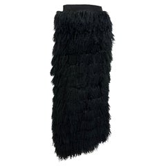 F/W 1999 Dolce & Gabbana Runway Mongolian Lamb Tiered Fur Sheer Black Skirt