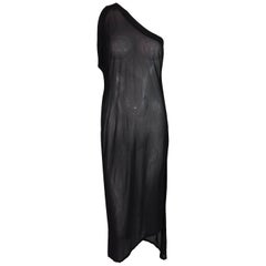 F/W 1999 Dolce 
Gabbana Ruway Sheer Black One Shoulder Grecian Dress