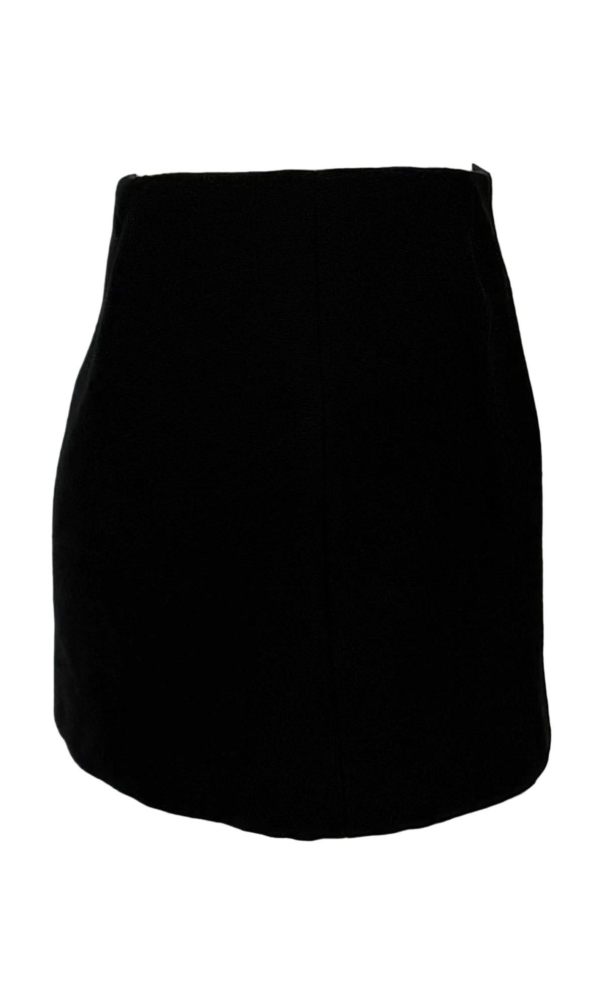 F/W 1999 Dolce & Gabbana Super Mini Cropped Sleeve Black Wool Skirt Suit For Sale 7