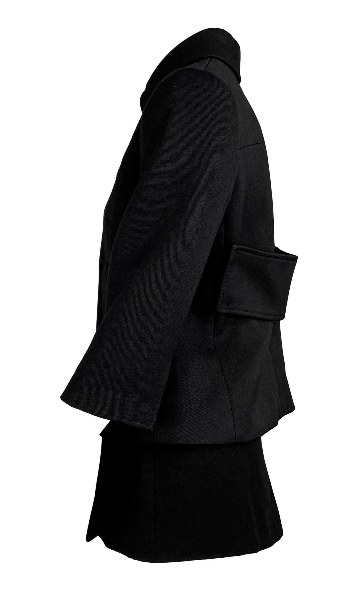 Women's F/W 1999 Dolce & Gabbana Super Mini Cropped Sleeve Black Wool Skirt Suit For Sale