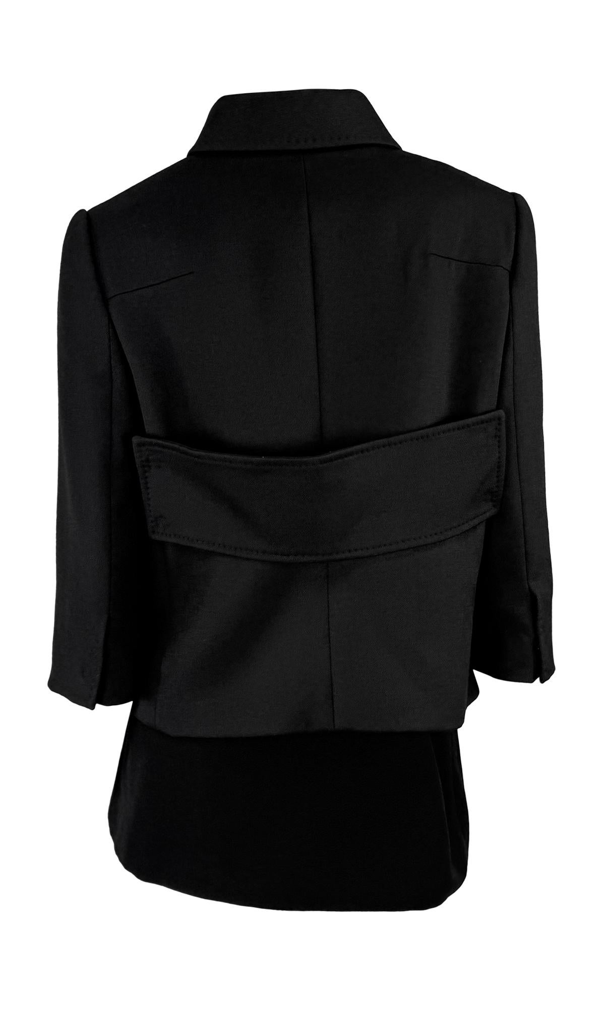 F/W 1999 Dolce & Gabbana Super Mini Cropped Sleeve Black Wool Skirt Suit For Sale 1