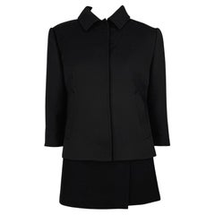 F/W 1999 Dolce & Gabbana Super Mini Cropped Sleeve Black Wool Skirt Suit