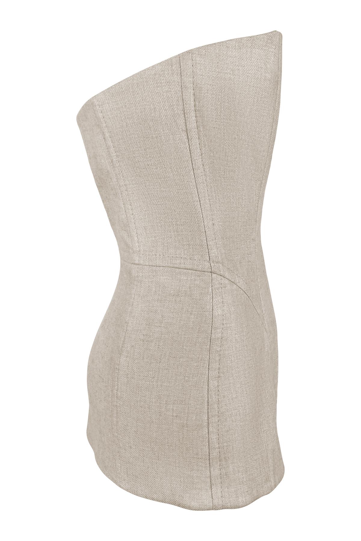 F/W 1999 Gianfranco Ferré Runway Beige Strapless Corset Boned Top en vente 1