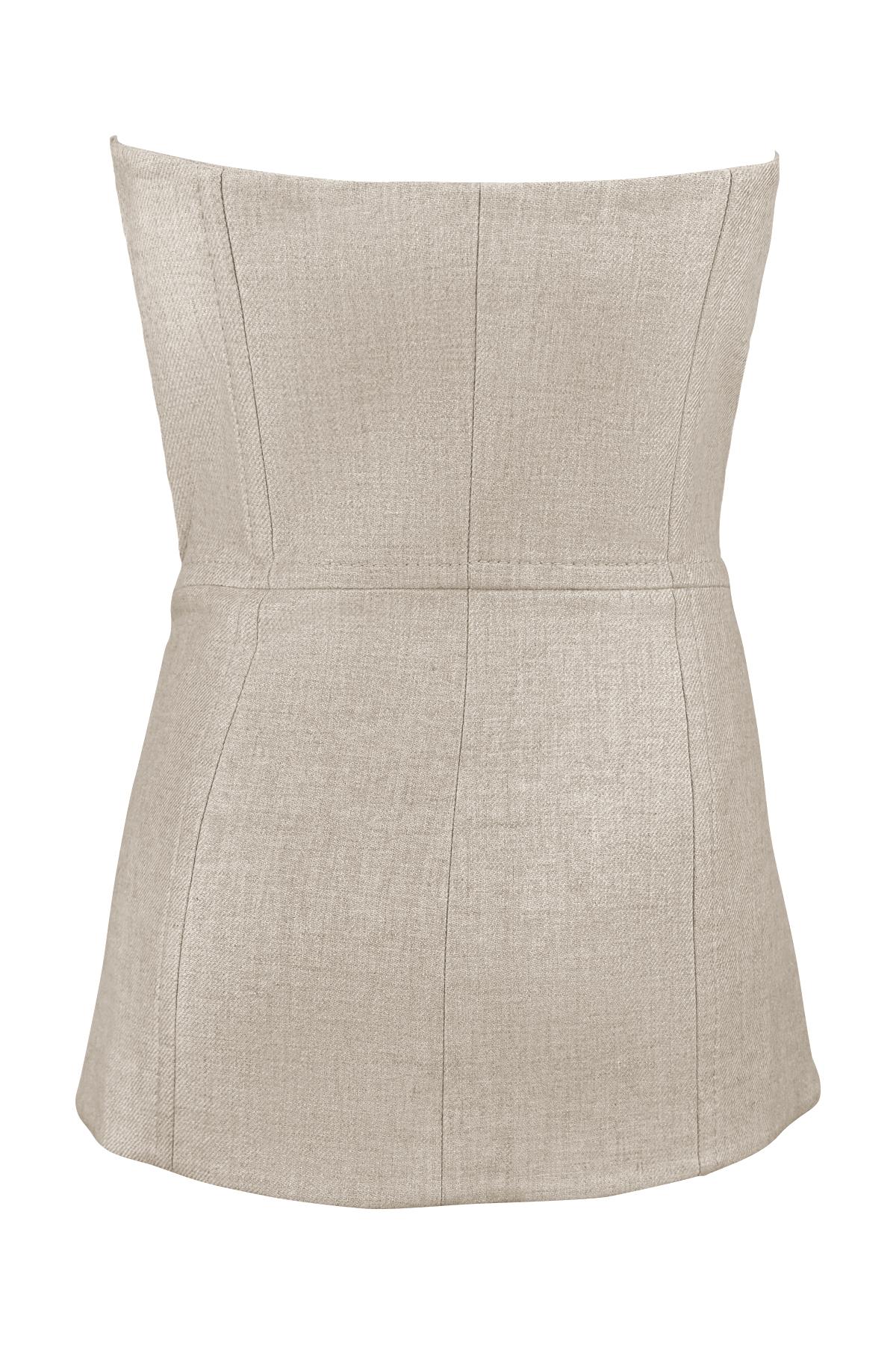 F/W 1999 Gianfranco Ferré Runway Beige Strapless Corset Boned Top en vente 2