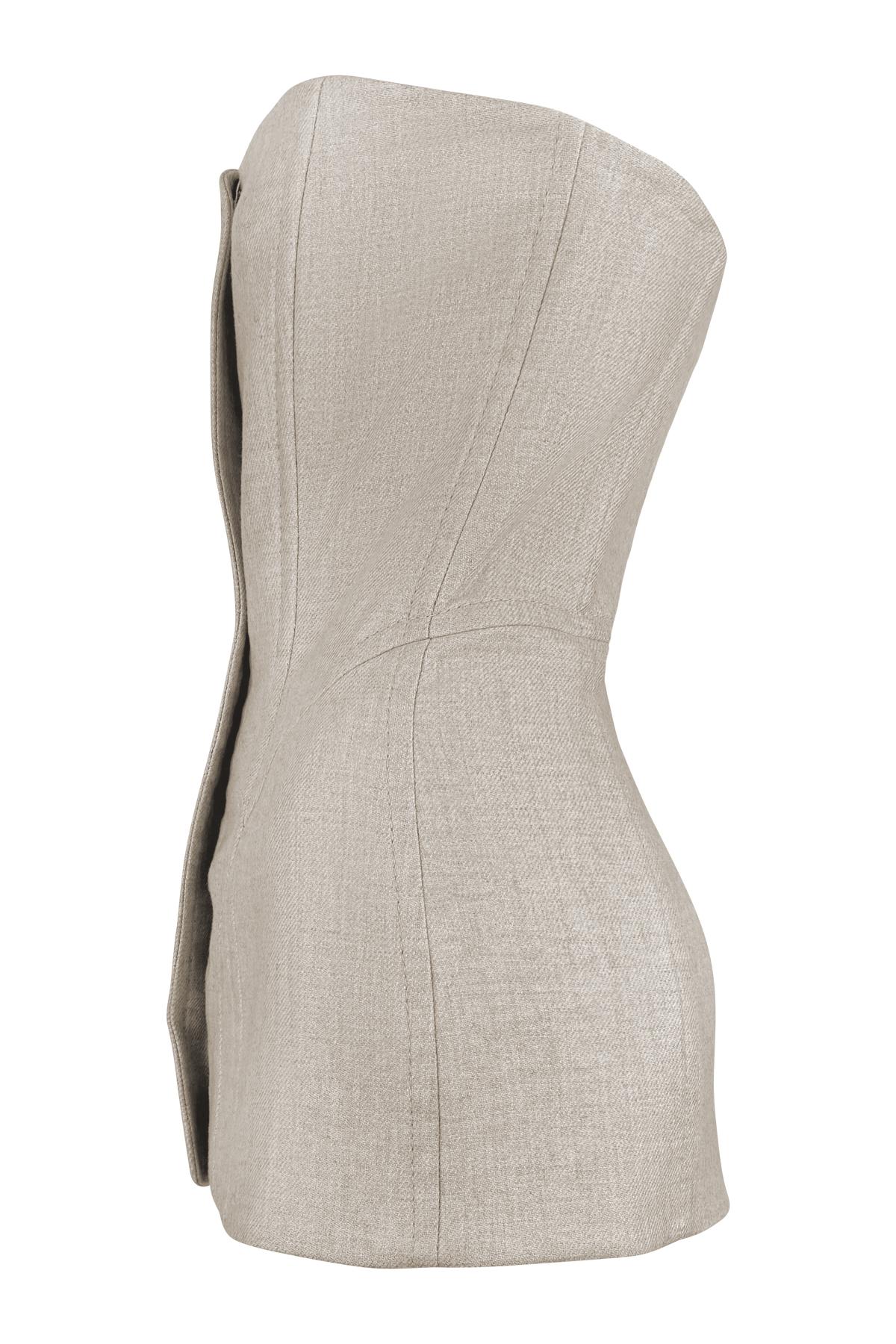 F/W 1999 Gianfranco Ferré Runway Beige Strapless Corset Boned Top en vente 3