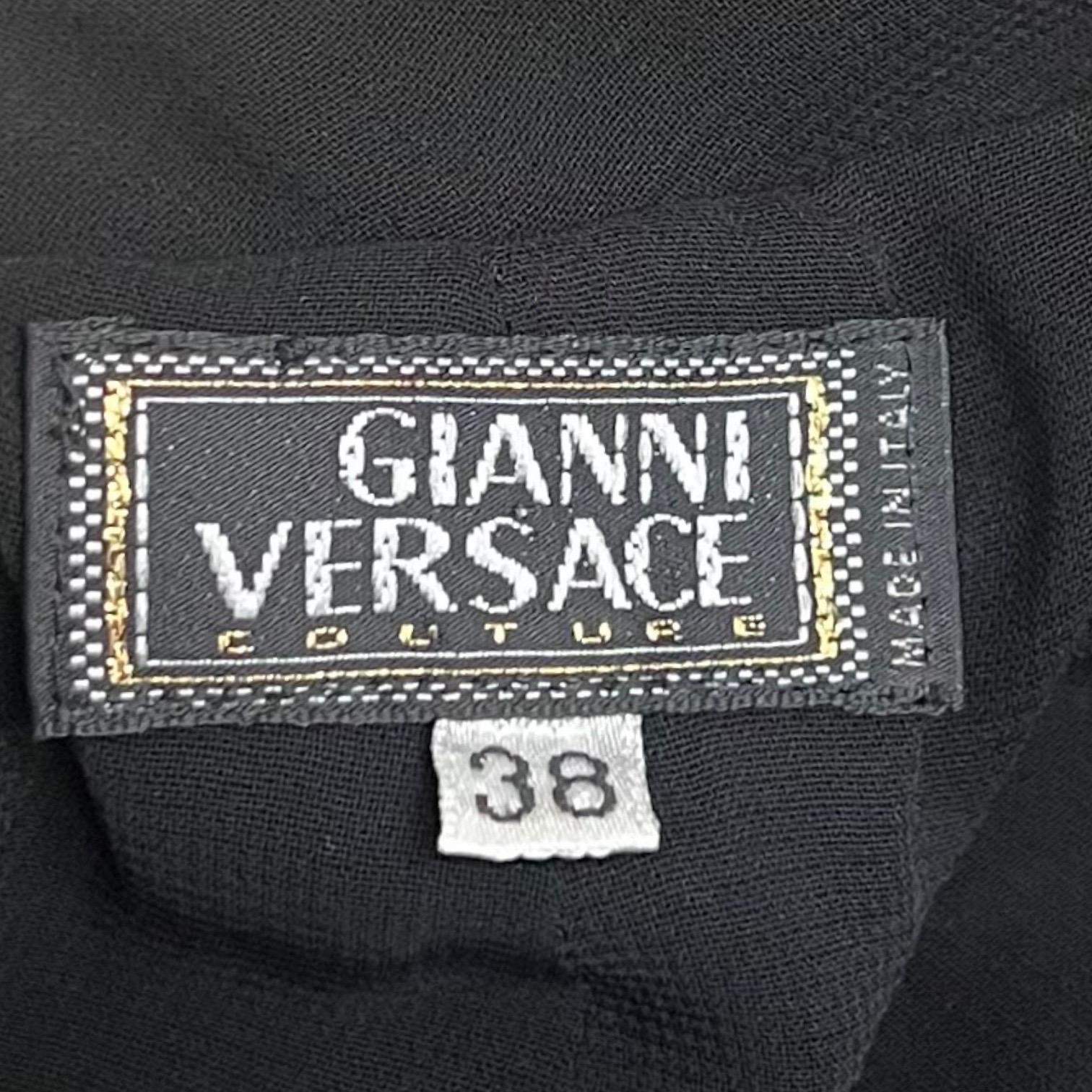 F/W 1999 Gianni Versace Black Velvet Geometric Beaded Mini Dress For Sale 6