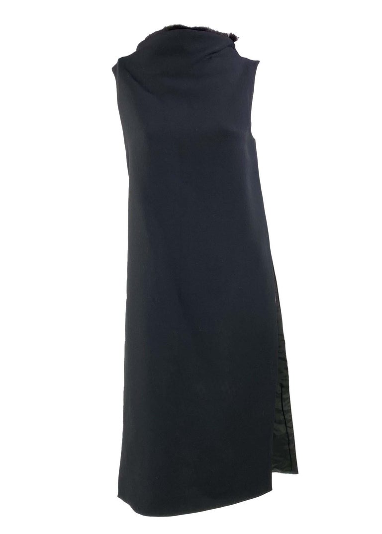 F/W 1999 Gianni Versace by Donatella Black Fur Trimmed Tunic Tent Dress For  Sale at 1stDibs | versace tent