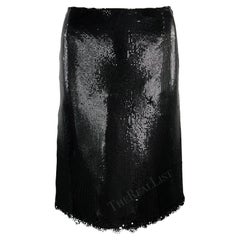 F/W 1999 Gianni Versace by Donatella for Gianni Versace for Gianni Versace for Gianni Versace for Gianni Versace by Donatella Black Metal Oroton Fringe Pencil Skirt