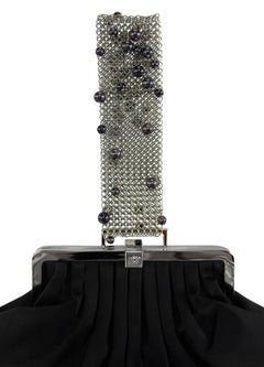F/W 1999 Gianni Versace by Donatella Black Pearl Chainmail Satin Evening Bag