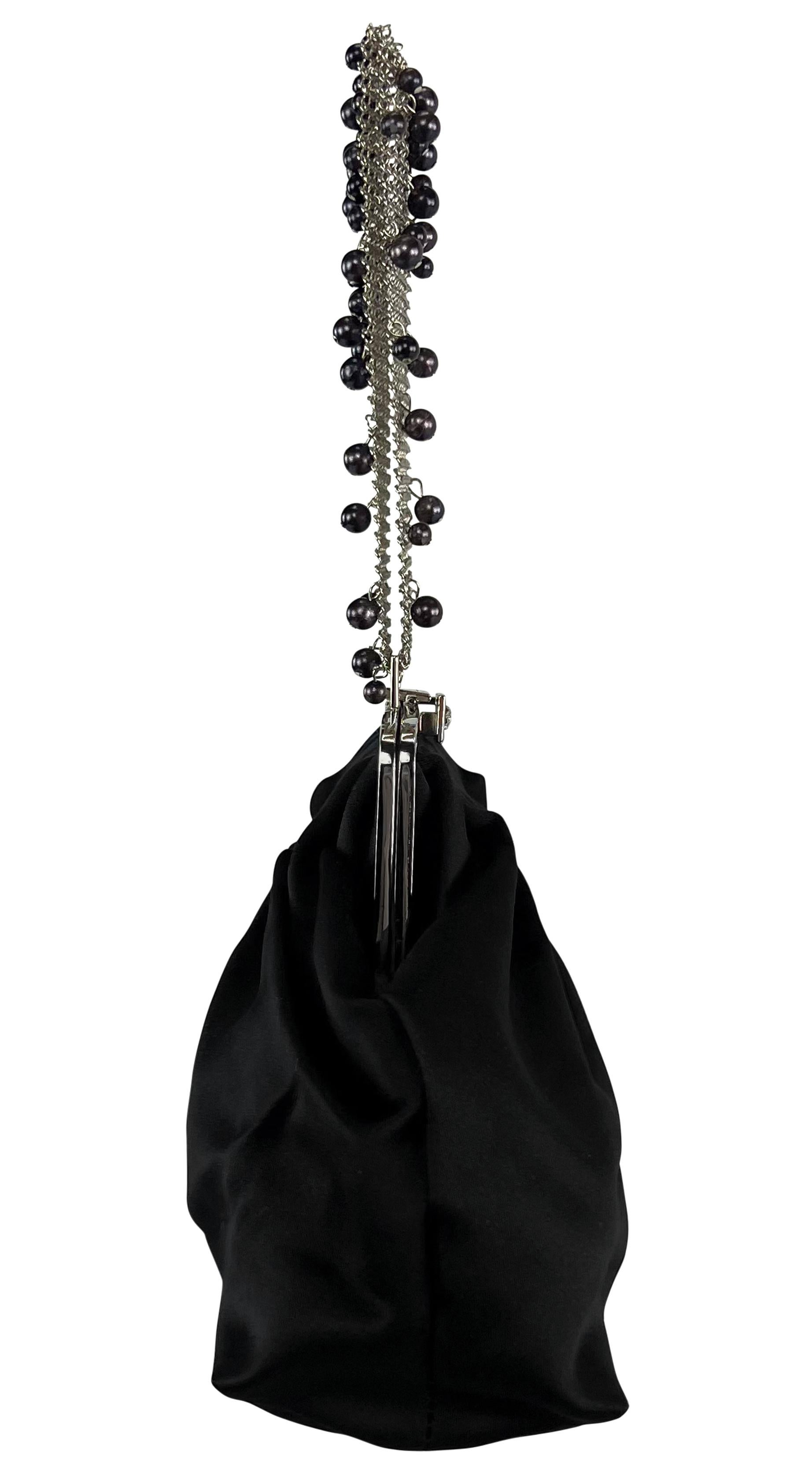 F/W 1999 Gianni Versace by Donatella Black Pearl Chainmail Satin Evening Bag For Sale 4