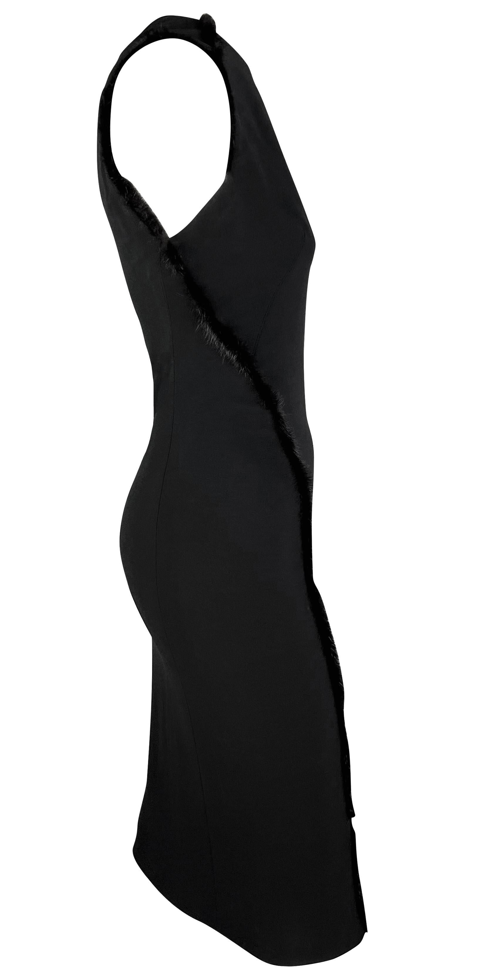F/W 1999 Gianni Versace by Donatella Mink Fur Trimmed Sleeveless Pencil Dress For Sale 1