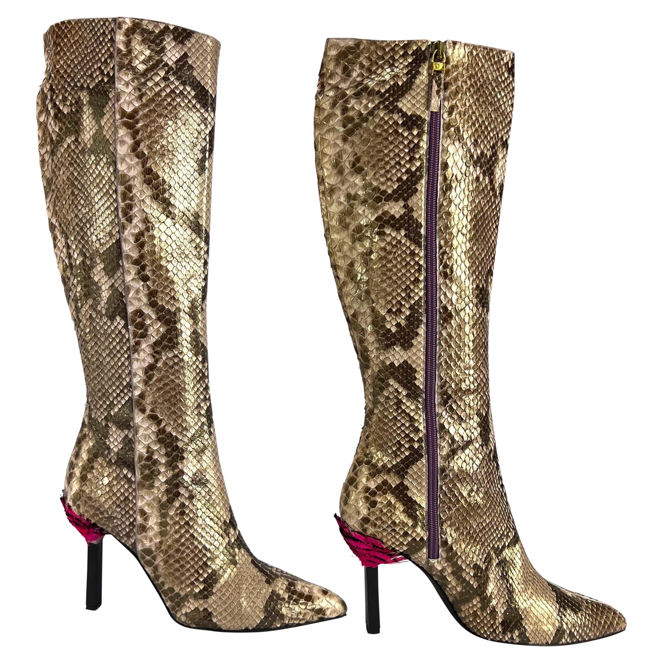 F/W 1999 Gianni Versace by Donatella Python Feather Heel Boots Size 40 at  1stDibs | versace snake boots