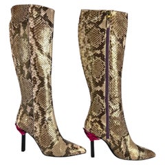 F/W 1999 Gianni Versace by Donatella Python Feather Heel Boots Size 40