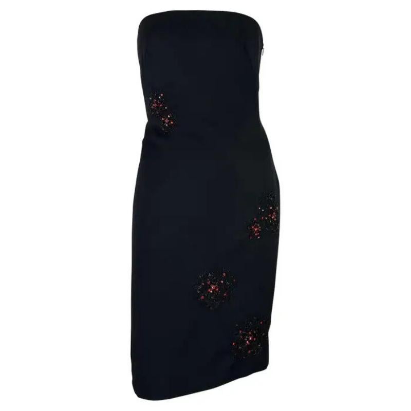 Robe tube noire perlée de strass rouge Gianni Versace by Donatella, A/H 1999