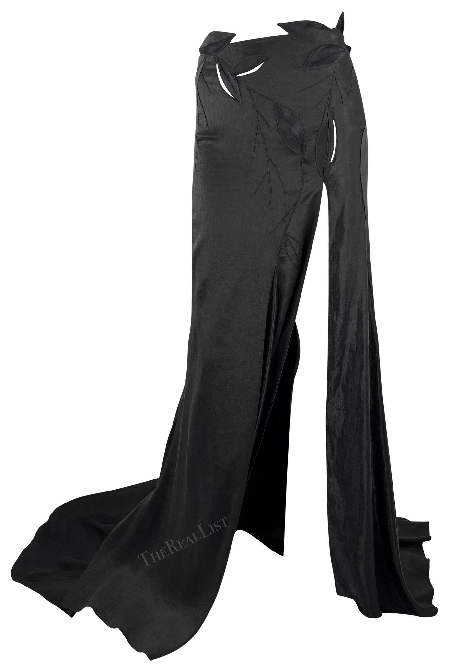F/W 1999 Gianni Versace by Donatella Runway High Slit Black Cutout Skirt For Sale 7